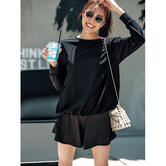 ナゴンスタンス　ラッシュガード　ブラック　38 nagonstans/ナゴンスタンス｜swimwear collection 2024 summer｜エル