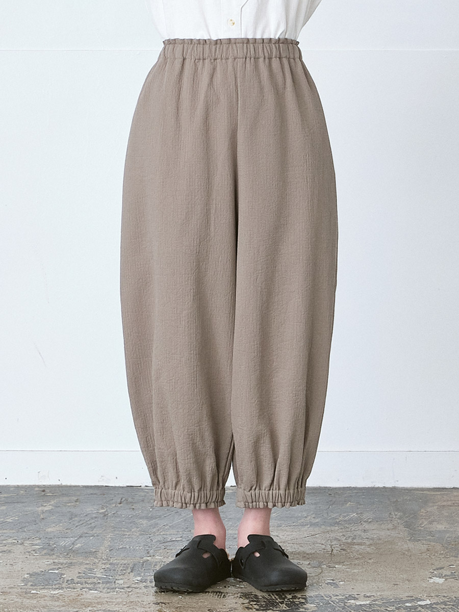 裾ゴムバルーンパンツ 綿ダブルフェイス | パンツフルレングス