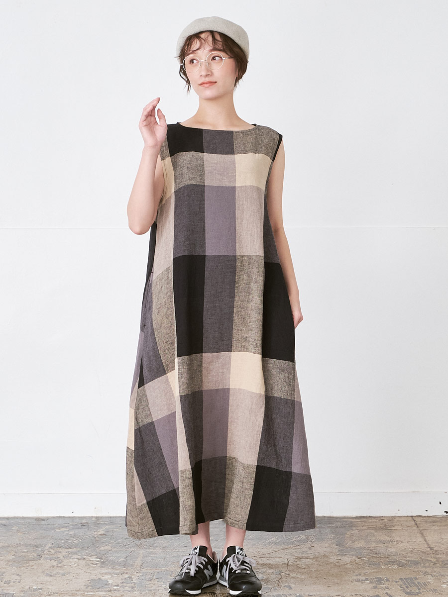 ノースリーブワンピース C/Lブロックチェック | OPノースリーブ
