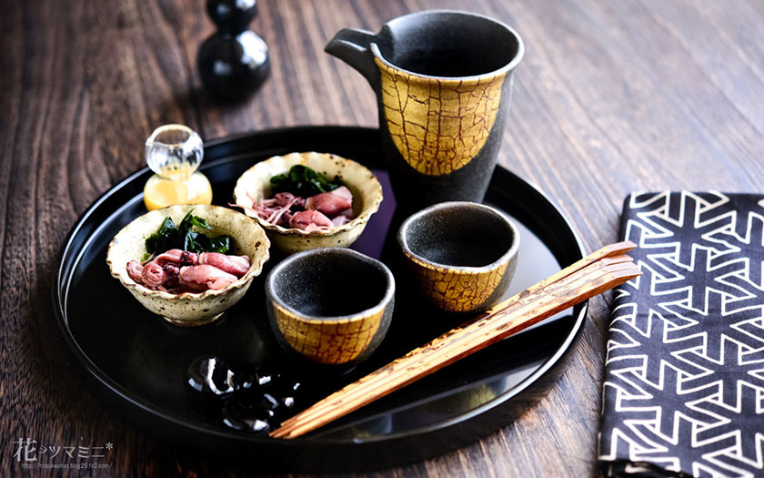 送料無料】 酒器セット 金箔彩 / プレゼント 男性 酒器揃え ぐい呑み