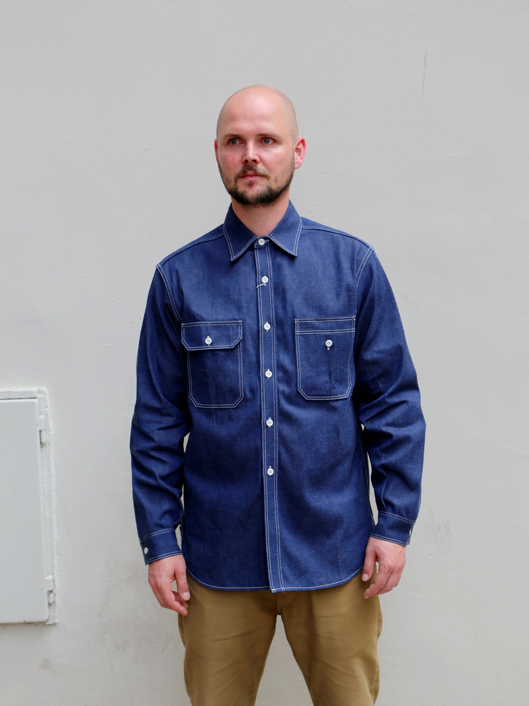 The Real McCoy's MS22103 8HU Denim Serviceman Shirt - Indigo