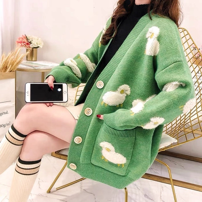 Lamb Dreams Soft Knitted Kawaii Cardigan Sweater Cottagecore Aesthetic