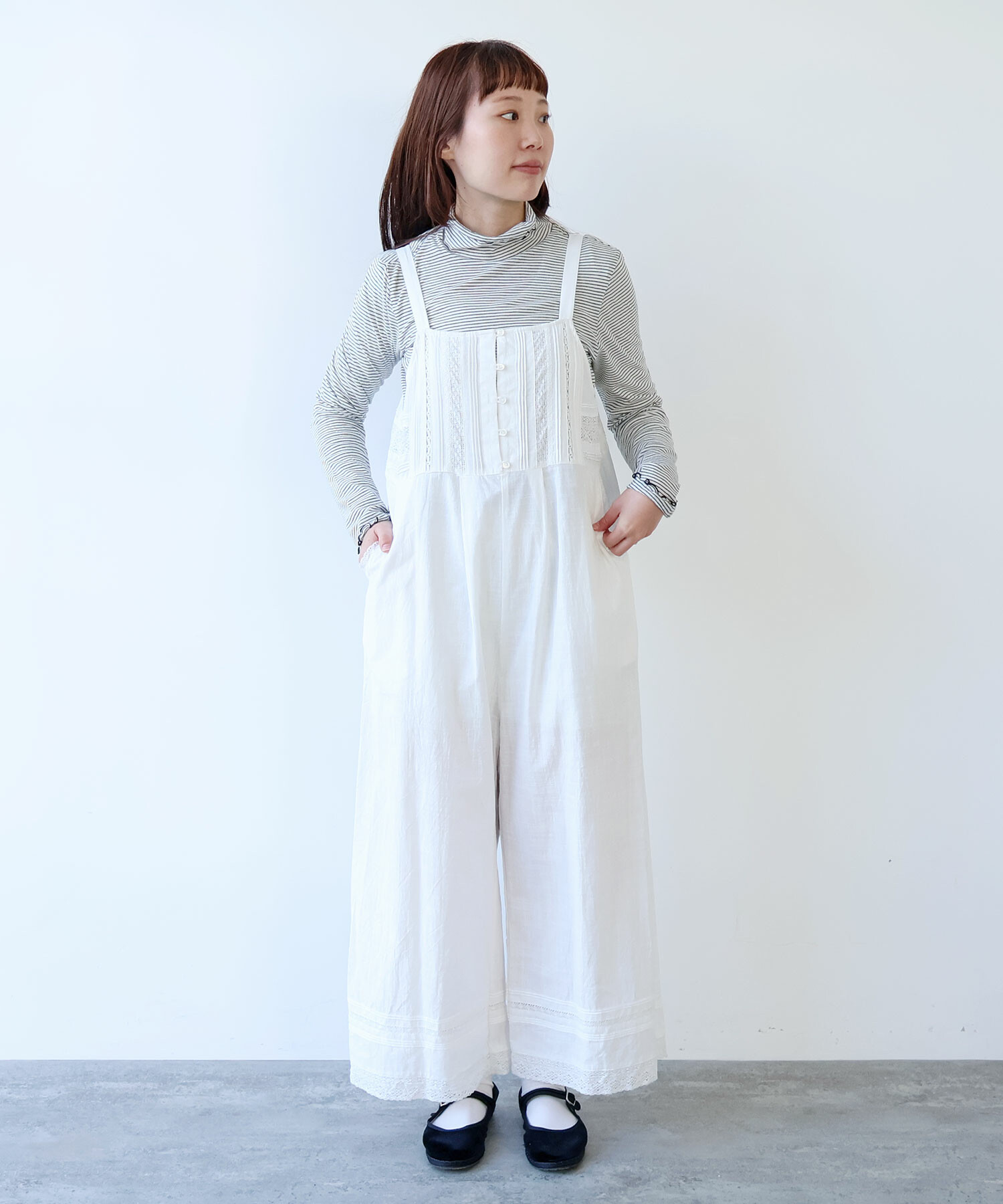 AMBIDEX Store 〇 lace patchwork サロペット(F シロ): bulle de savon