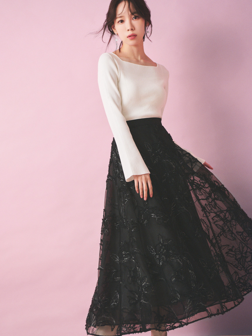 ブラッシュドエンブロイダリースカート(SKIRT（スカート）)｜CELFORD