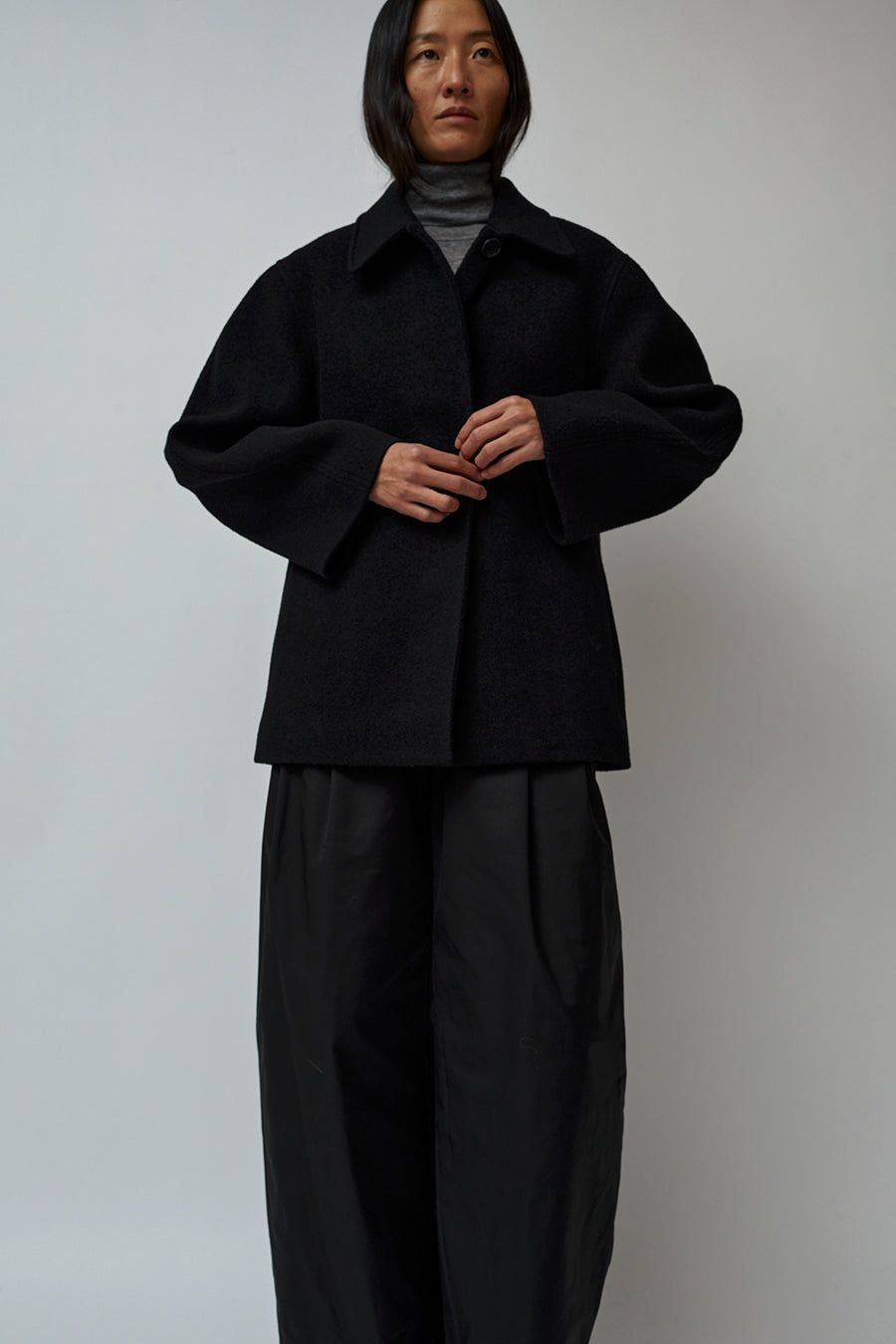 Amomento Hourglass Half Coat in Black | Parallel