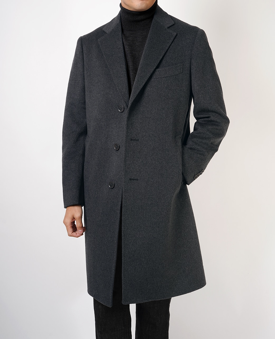 ダンヒル コート メンズ 美品 ダークグレー ネーム刺繍/カシミヤ