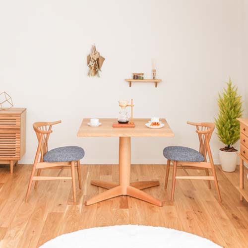 飛騨家具 HIDA 飛騨産業 Jin Dining 侭ダイニング 正方形天板 1本脚