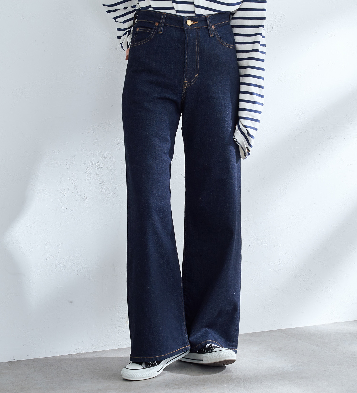 試着対象】STANDARD WARDROBE LASTIC ワイドパンツ【ストレッチデニム