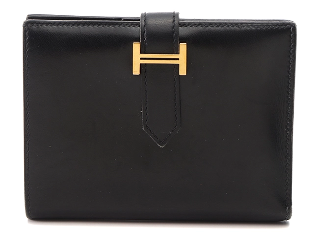 HERMES エルメス 財布 ベアンコンパクト ブラック ゴールド金具