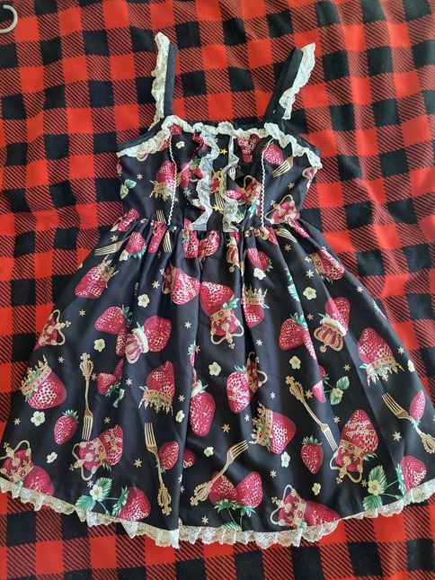 Angelic Pretty Royal Crown Berry JSK + KC Black - Jumperskirt