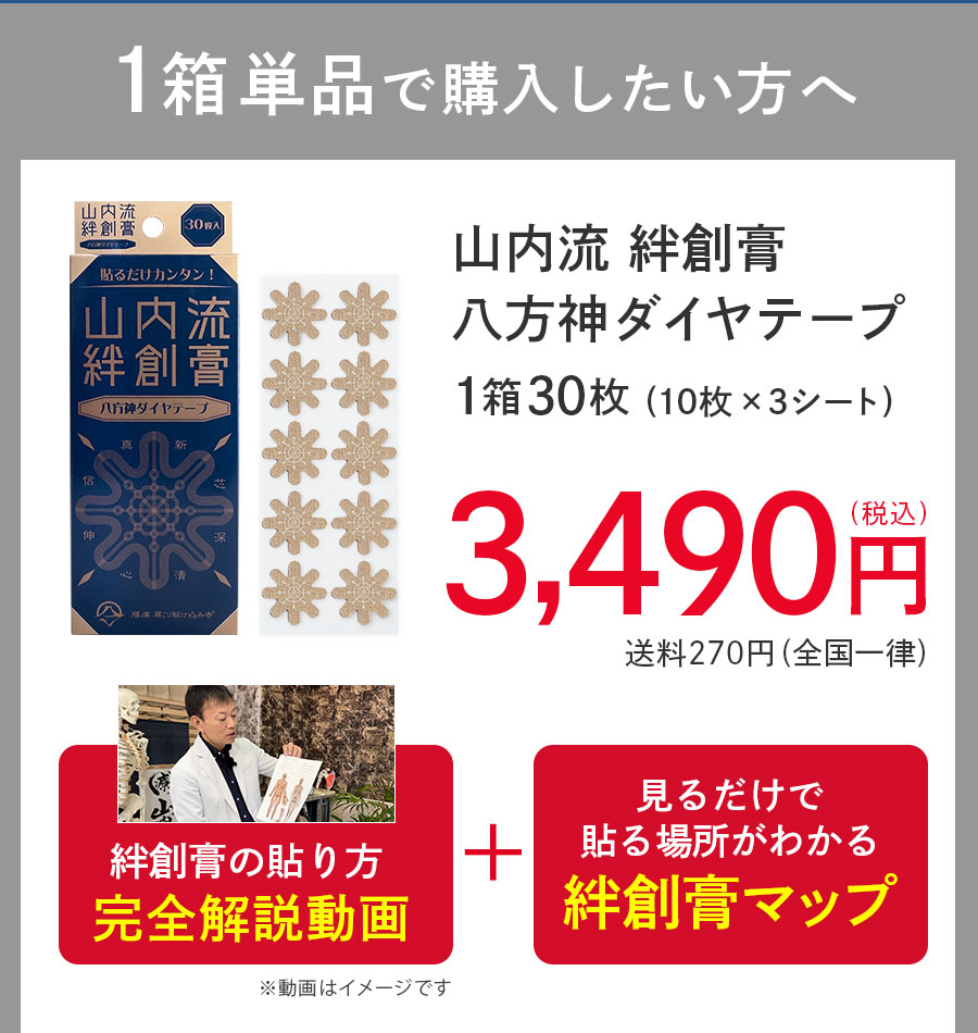 山内流絆創膏 八方神ダイヤテープ 30枚入り 三箱パンフ付き 未使用品