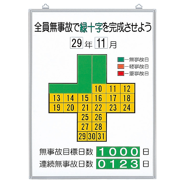 緑十字無災害記録表 315－10 （板・数字板セット） | 【ミドリ