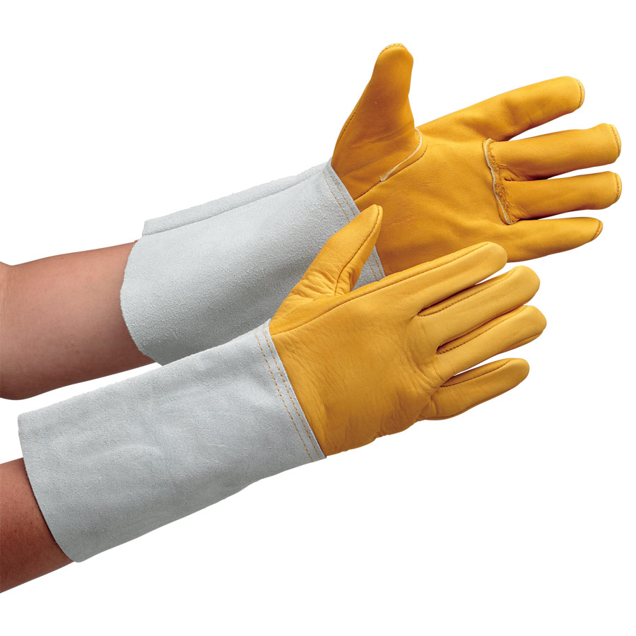 溶接革手袋 AG502 溶接牛クレスト5本指 10双入 | 【ミドリ安全