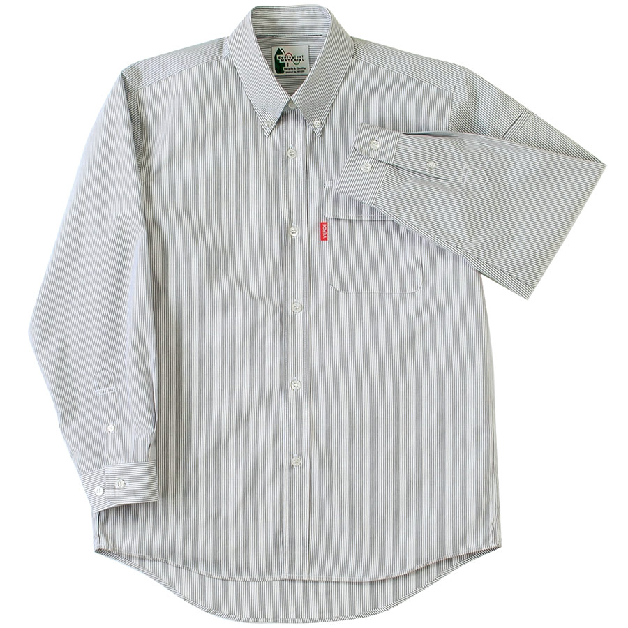 ペア長袖ストライプシャツ RC－S2431 上 グレー| 作業服・作業
