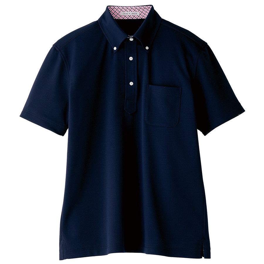 メンズ 吸水速乾ポロシャツ チェック FB5023M－8 ネイビー