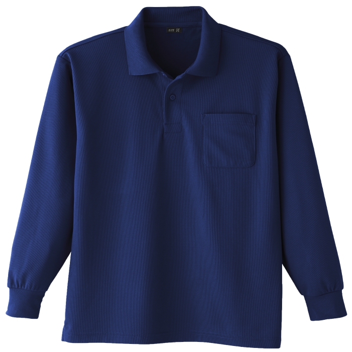 吸汗速乾 長袖ポロシャツ 6002 1 ネービー| 作業服・作業着