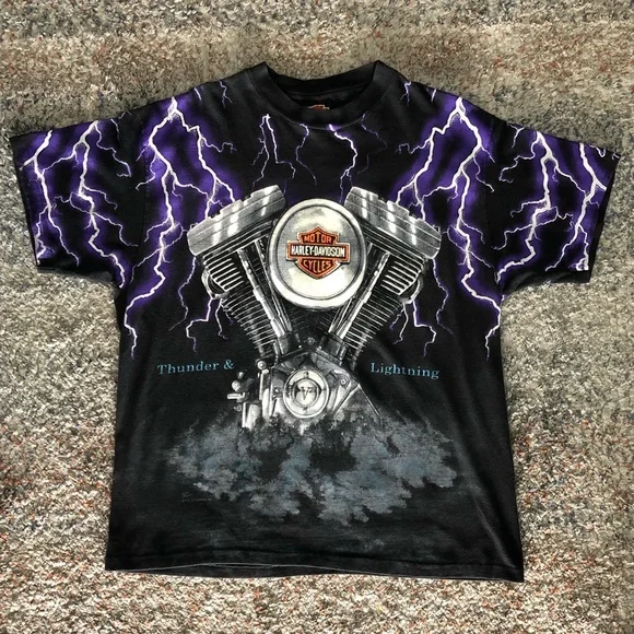 Harley-Davidson | Shirts | Vintage Aop Harley Davidson Thunder And