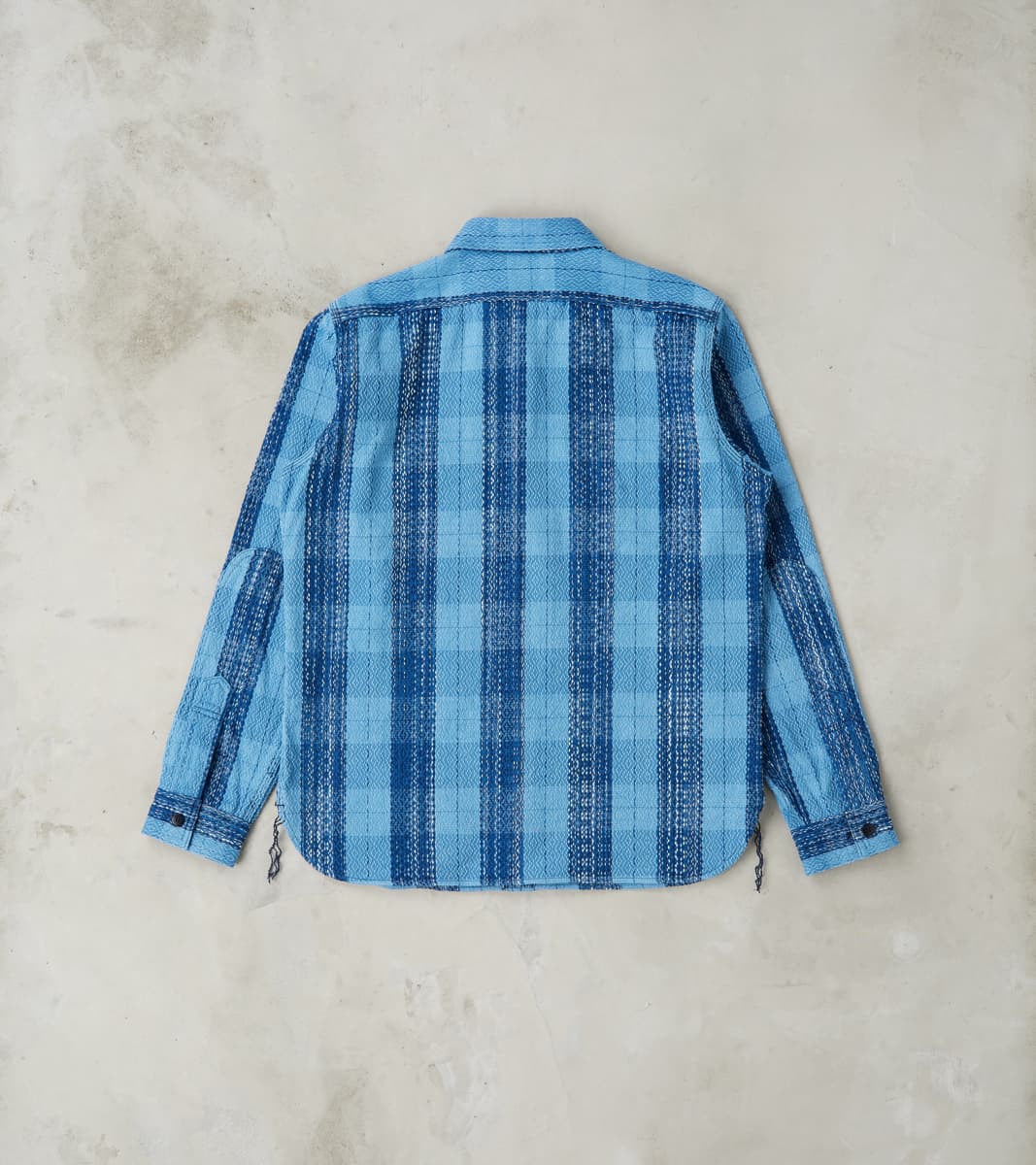 Samurai SKN24-01W Indigo Dyed Sashiko Flannel Rain Drop Kasuri