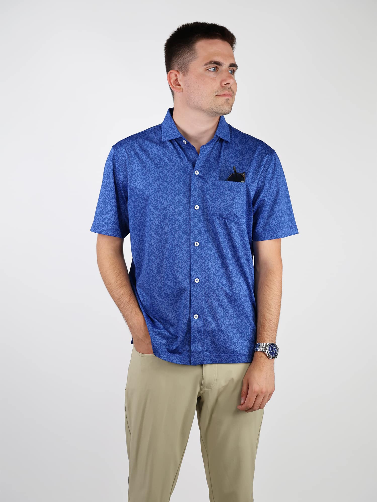 Callen Button Up Golf Jersey - Wild West Print - Sport Fit