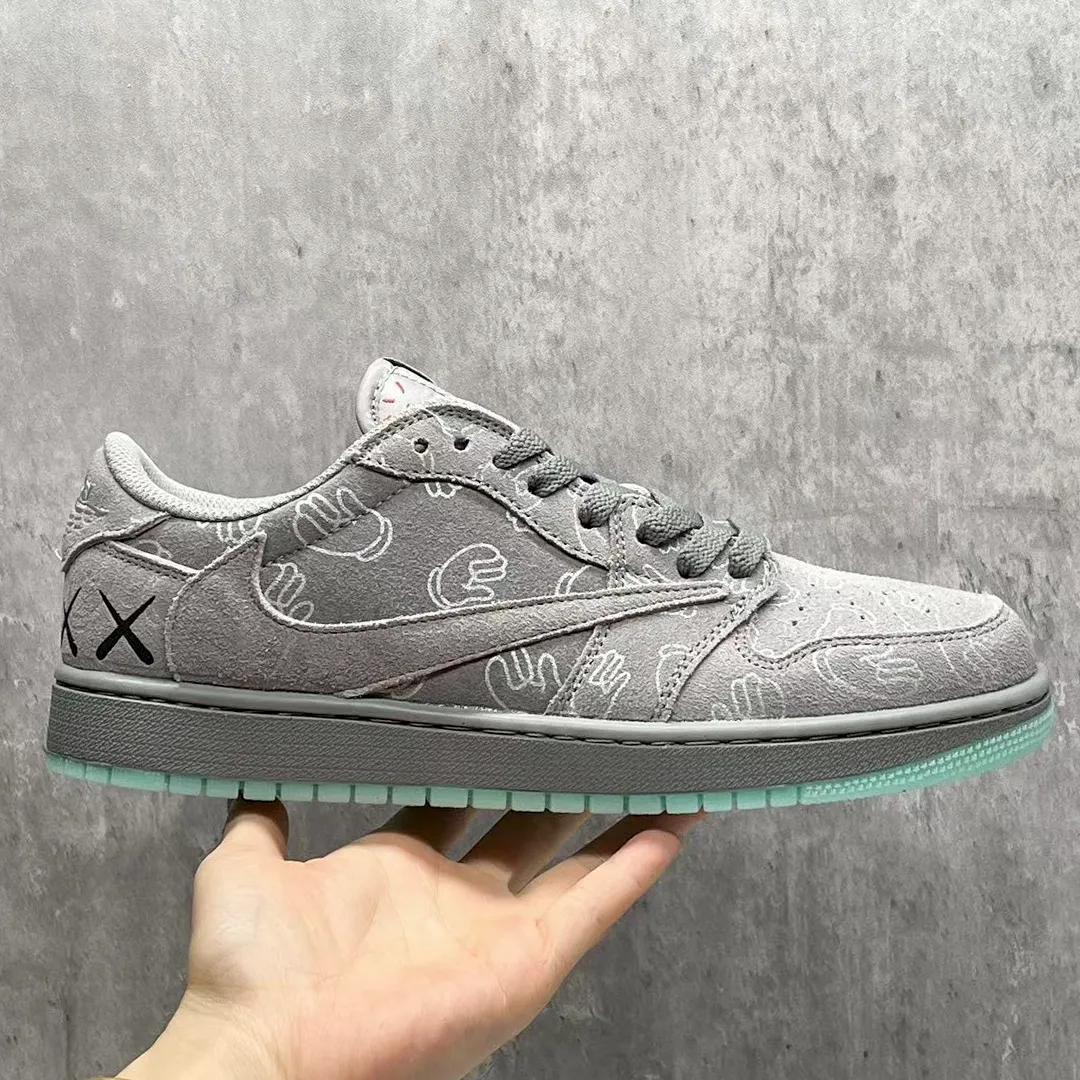 Travis Scott x KAWS x AJ 1 Low OG Cool Grey Shoes Sneakers