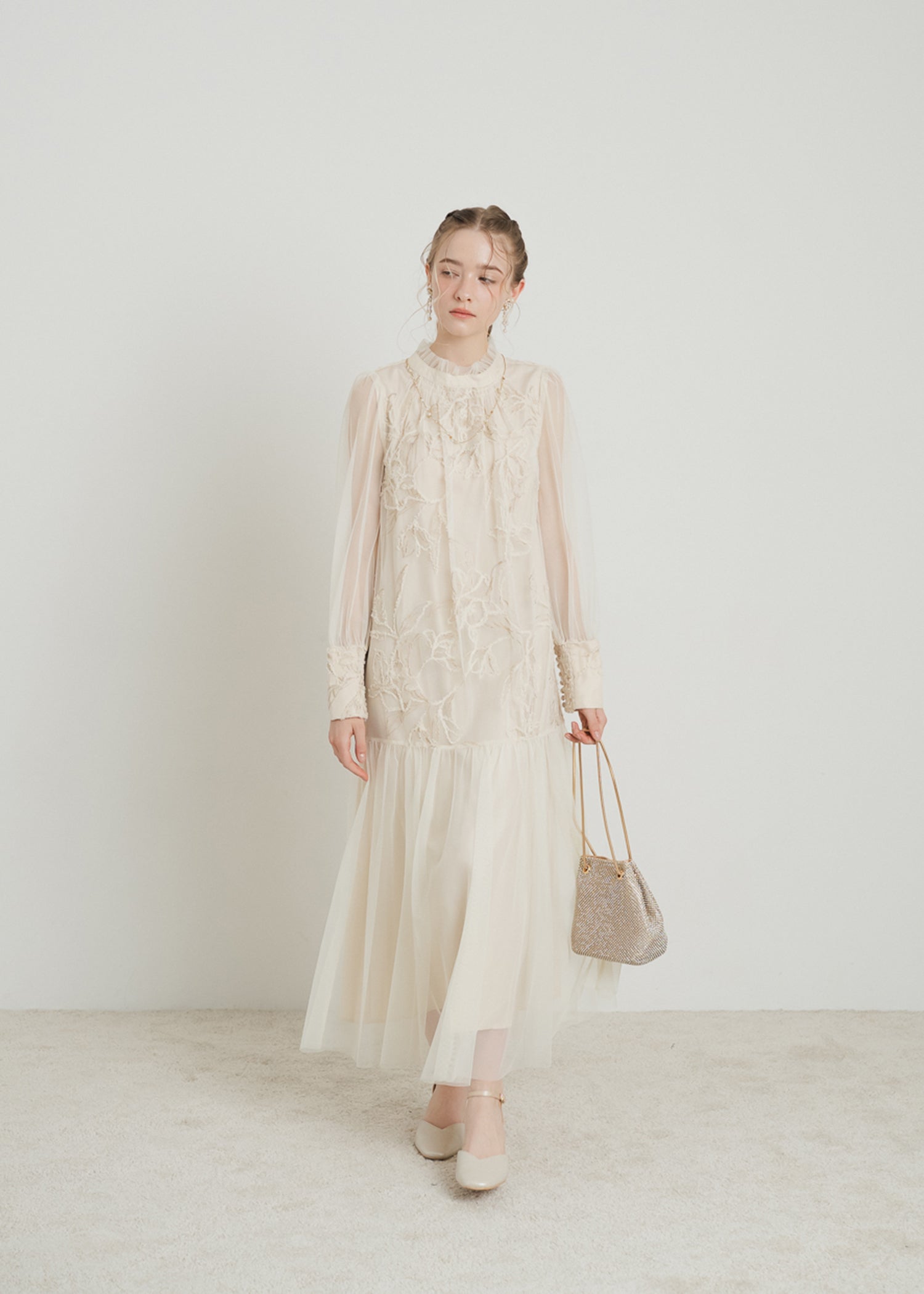 フェザーフラワーチュールドレス｜Dorry Doll