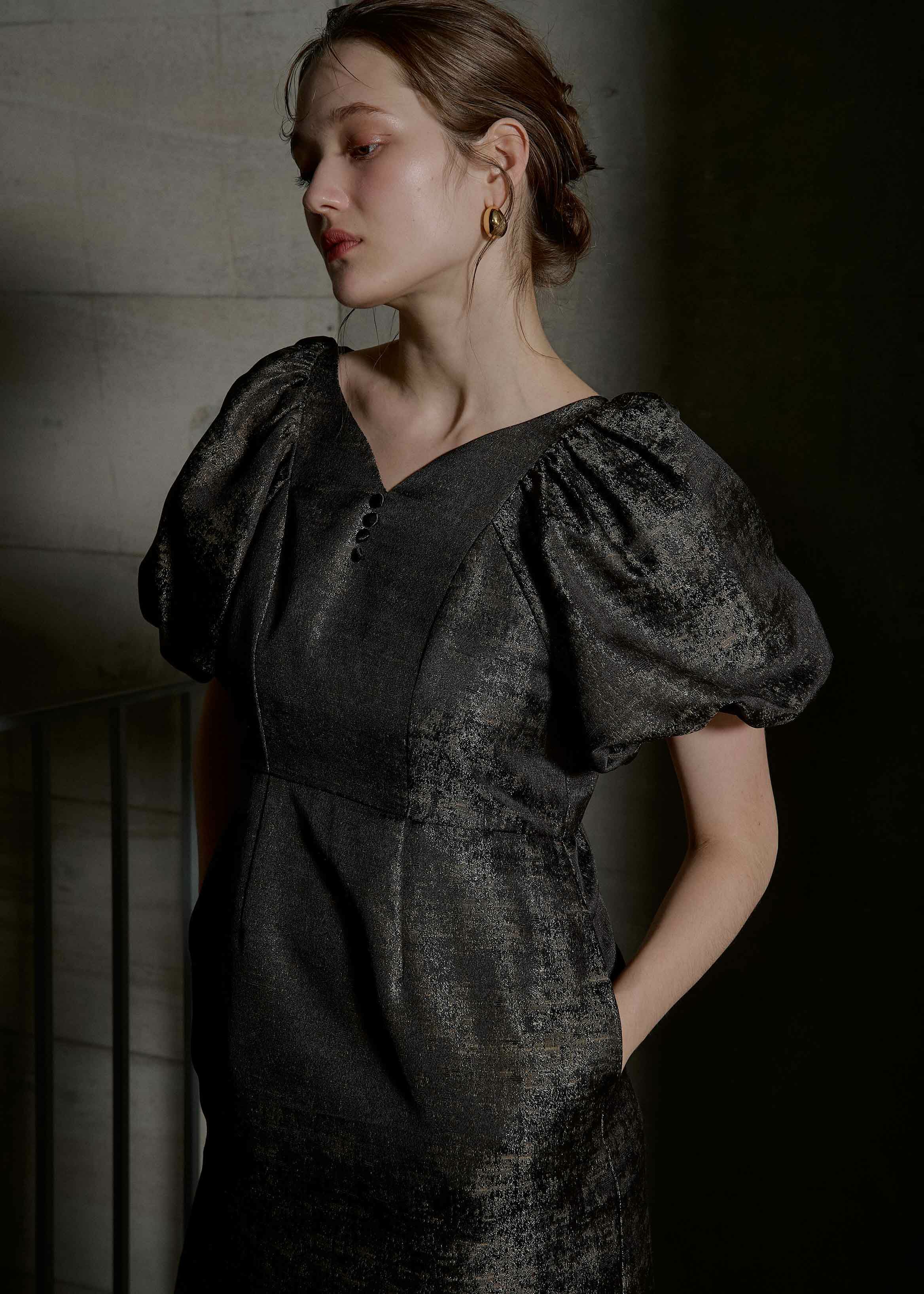 Jacquard puffsleeve dressのドレス|Dorry Doll / LE'RURE