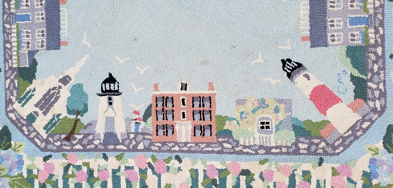 Claire Murray Nantucket Landmarks Hooked Rug - Large Vintage