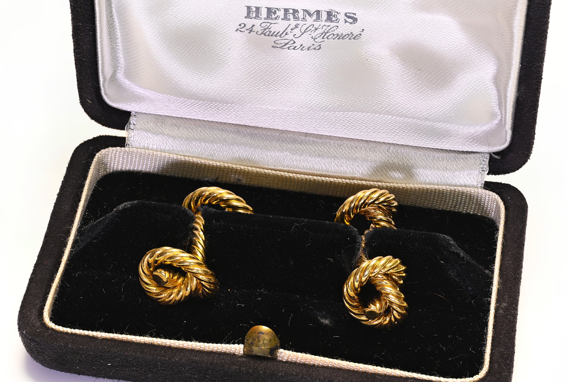 Hermès 18K Gold Twisted Rope Knot Cufflinks