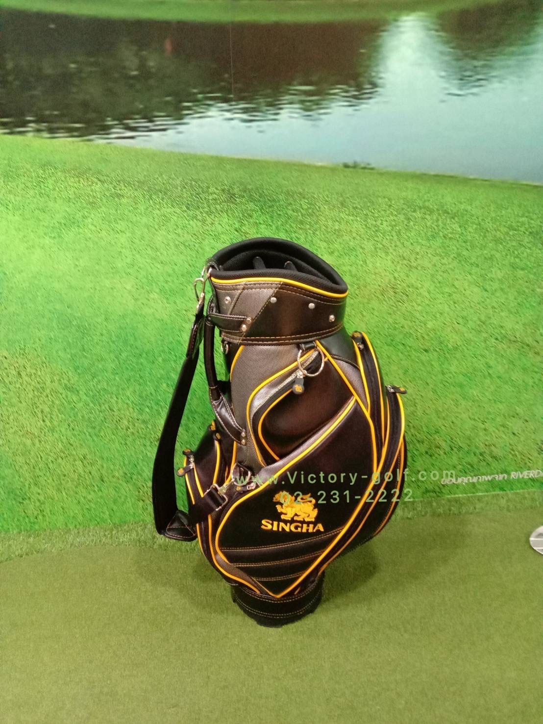 SINGHAゴルフバッグSINGHA キャディバッグ 黒/グレー/黄色