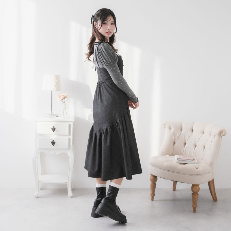 マーメイドデニムリボンキャミワンピース – レディースファッション