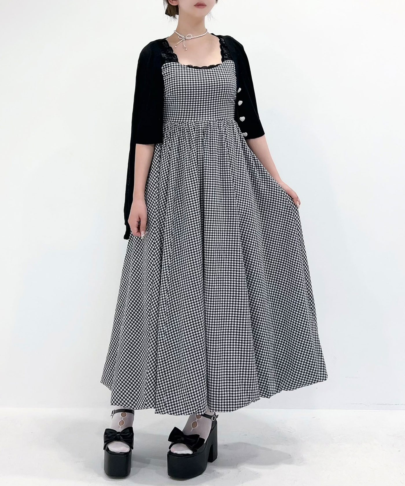 ギンガムチェックバルーンジャンスカ【大きいサイズ有】 – レディース