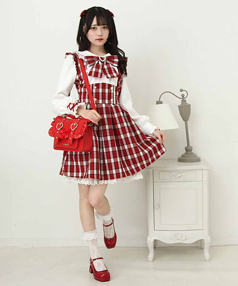 ドッキング風フリルハートリボンワンピース – レディースファッション