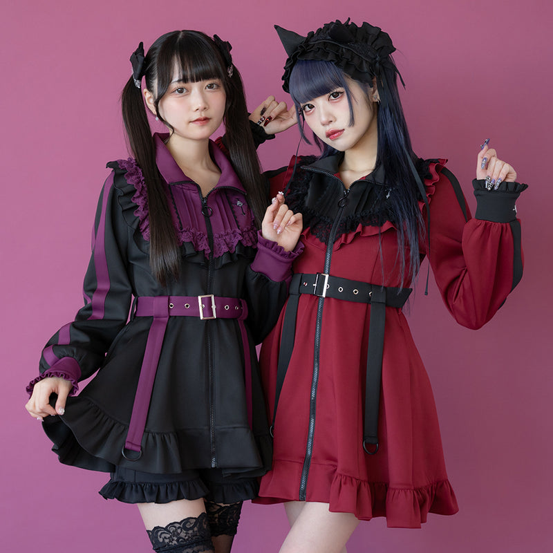 十字架刺繍フリルシスタージャージワンピース – レディース