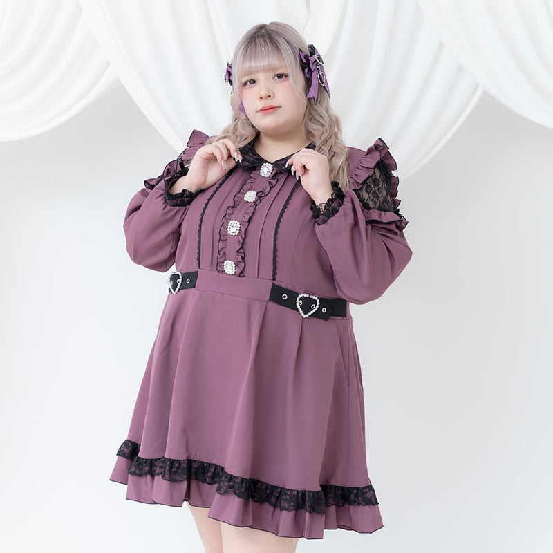 キラキラビジューレース重ねフリルワンピース – レディース