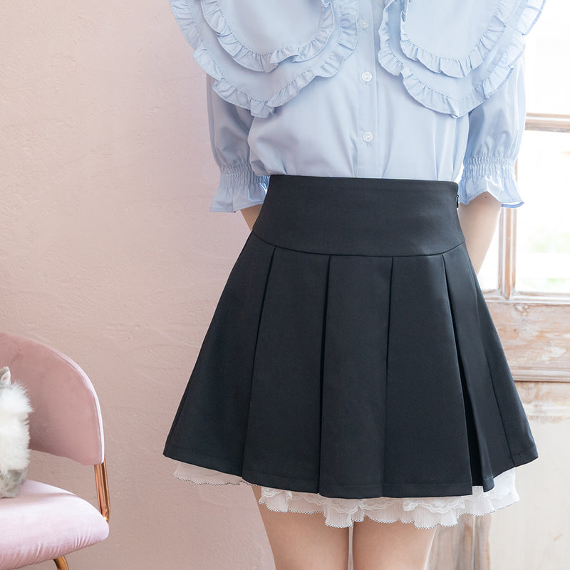 レースフリルプリーツミニスカート – レディースファッション通販の夢
