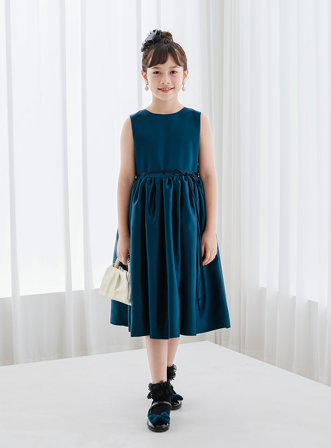 ドレスコ DRESCCO ミントブルージュエリーロングドレス 140cm 美品