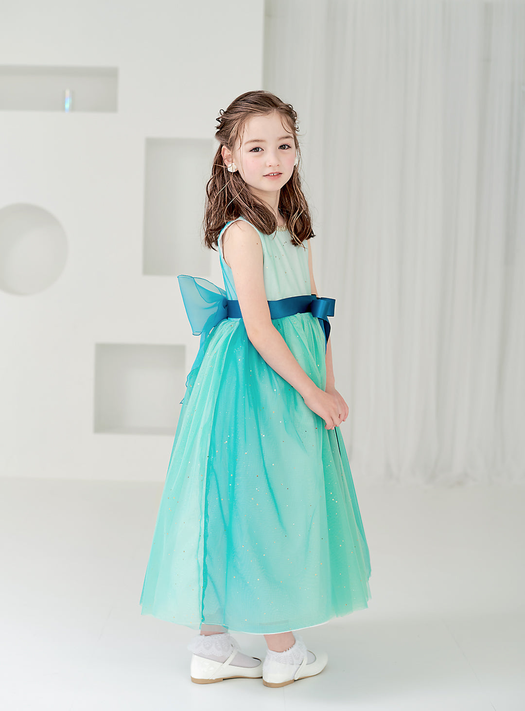 子供ドレス|子供ドレスならピーコックブルービジューストーンロングドレス