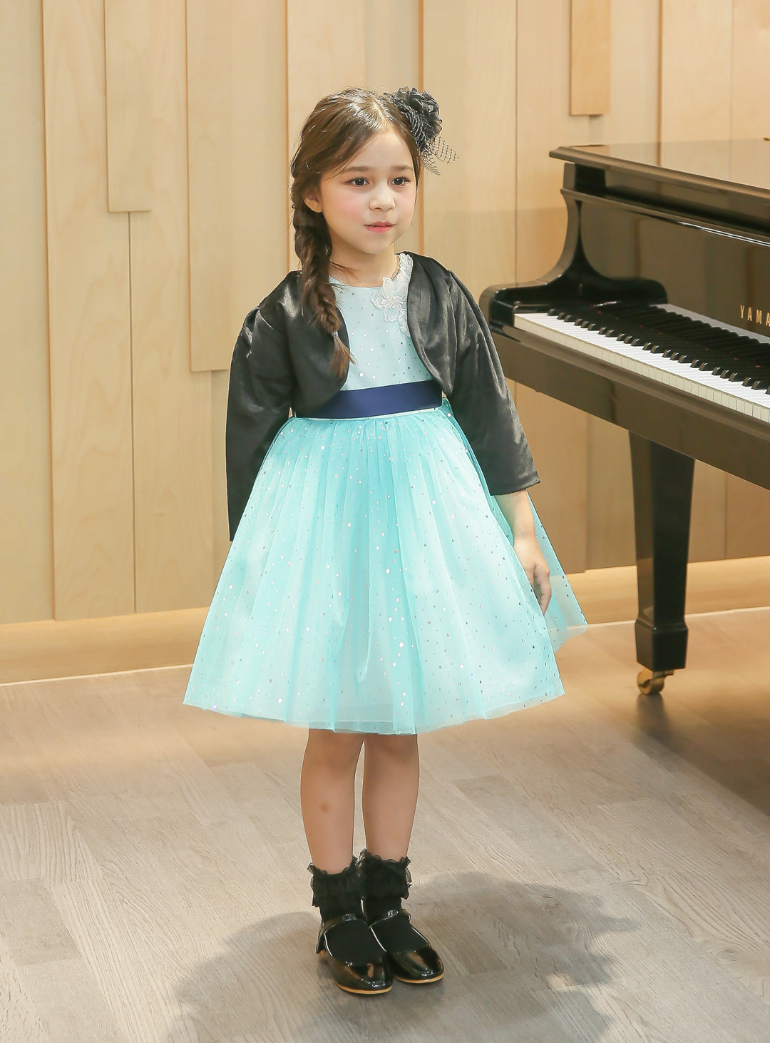 子供ドレス|子供ドレスならスカイブルーフラワーモチーフドレス