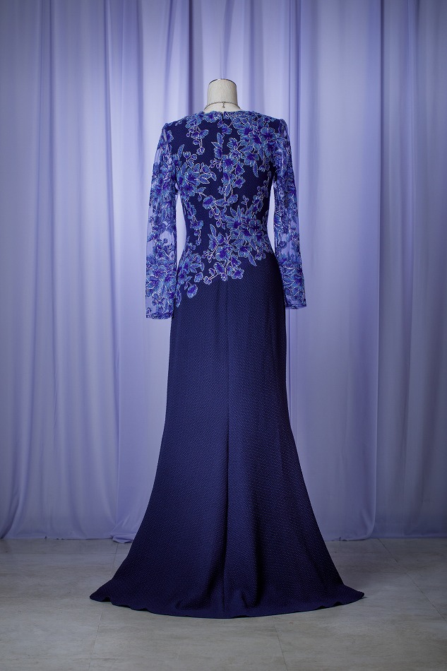 TADASHI SHOJI タダシ ショウジ ブルーバイオレット長袖ロングドレス
