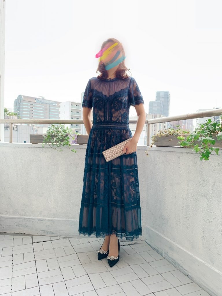TADASHI SHOJI タダシショウジ アドーアネイビーレースドレス | 結婚式