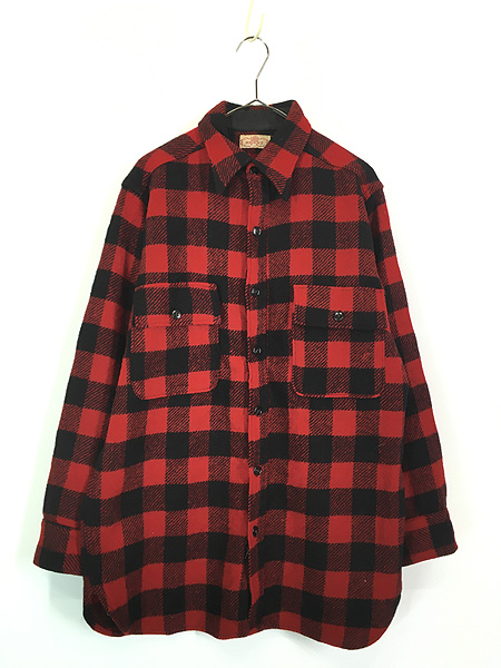 古着 40s BRENT マチ付 バッファロー チェック フランネル ウール