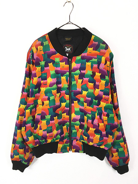 レディース 古着 90s USA製 INFINITY CHIC カラフル グラデーション 猫