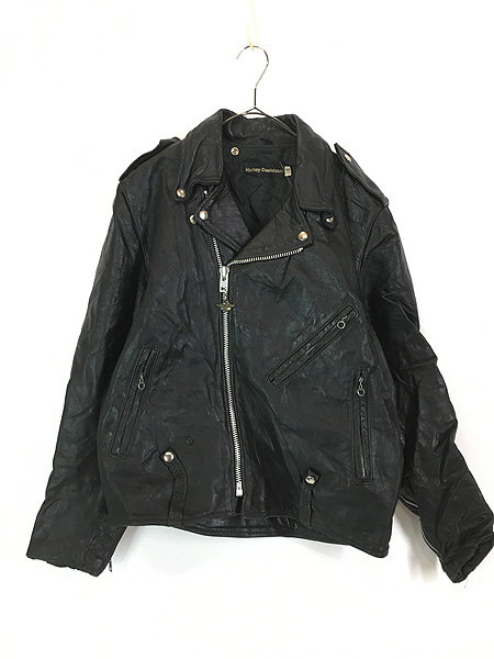 最終売り尽し】古着 80s Harley Davidson 本革 レザー ダブル