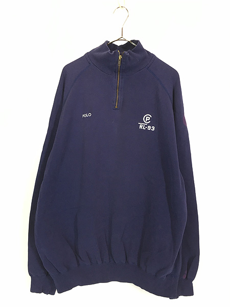 古着 90s Polo Ralph Lauren 「RL-93」 刺しゅう ハーフジップ
