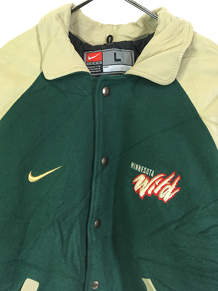 古着 90-00s Canada製 NIKE NHL Minnesota Wild ワイルド 本革 レザー