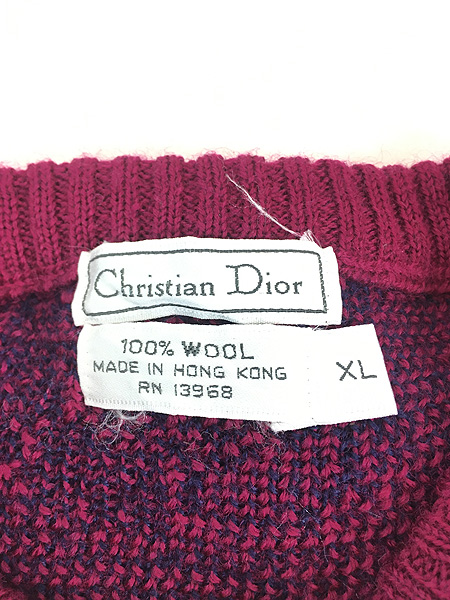 古着 90s Christian Dior ボタニカル フラワー 総柄 ヘビー ウール