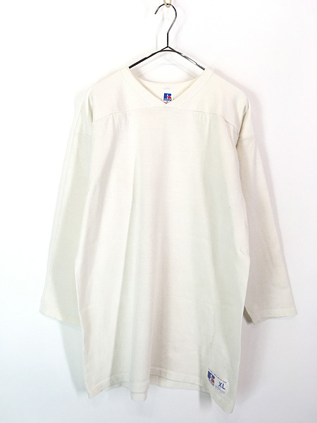 古着 80s USA製 Russell 無地 ソリッド ホワイト コットン