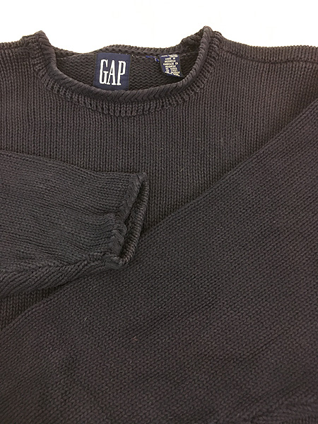 古着 90s GAP 無地 プレーン ボトルネック ローゲージ コットン ニット
