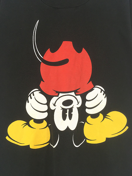 古着 90s USA製 Disney Mickey 逆さ ミッキー Tシャツ XL位 古着