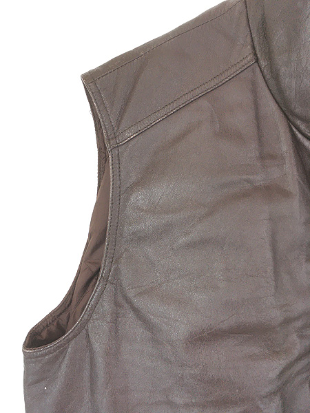 古着 80s Eddie Bauer 本革 レザー ハイネック ダウン ベスト M - 古着